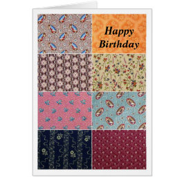 Vintage Crazy Quilt Feliz cumpleaños
