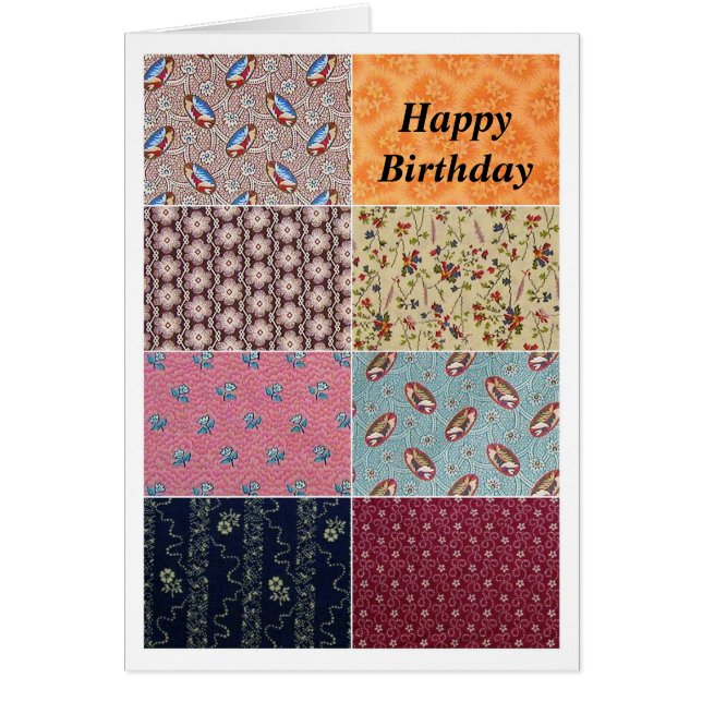 Vintage Crazy Quilt Feliz cumpleaños (Frente)