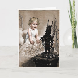 Vintage Creepy Krampus Doll Navidad Card