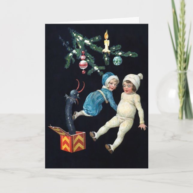 Vintage Creepy Krampus Navidad Card (Anverso)