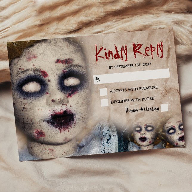 Vintage Creepy Zombie Doll Halloween RSVP (Subido por el creador)