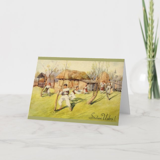 Vintage croata Sretan Uskrs Tarjeta de felicitació (Anverso)