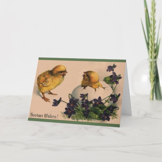 Vintage croata Sretan Uskrs Tarjeta de felicitació (Anverso)