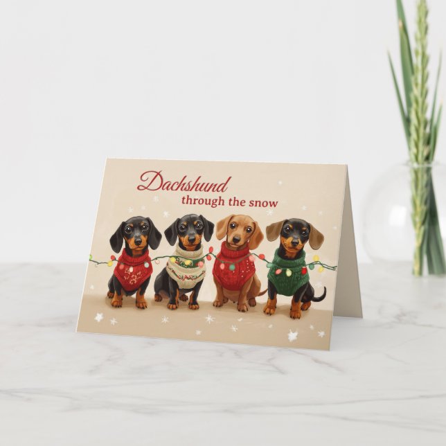 Vintage Dachshund Feliz Navidad (Anverso)