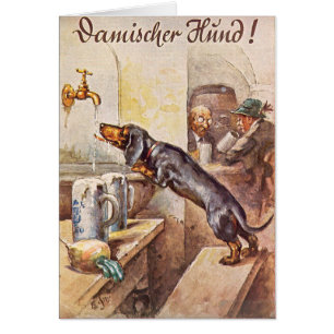 Vintage - Dachshund que bebe la cerveza alemana,