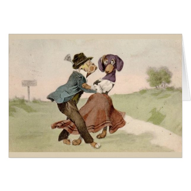 Vintage - Dachshund y bulldog del baile, (Anverso (Horizontal))