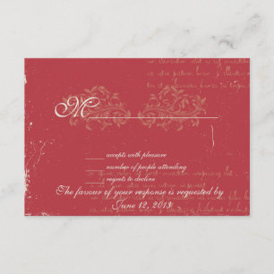 Vintage damasco boda RSVP Red