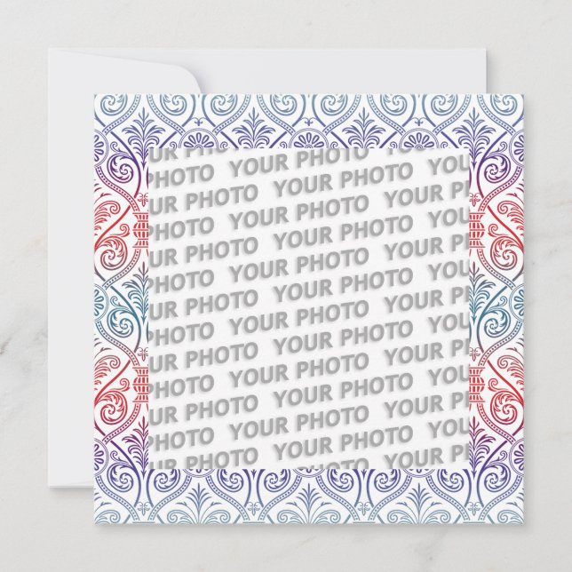 Vintage Damask Wallpaper - rojo violeta azul (Anverso)