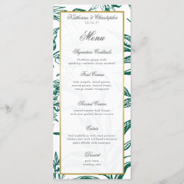 Vintage Dark Green Gold Botanic Boda Menú