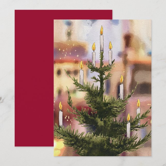 Vintage de árbol de navidad acuarela (Anverso / Reverso)