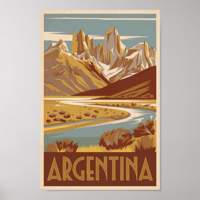Vintage de arte de viajes de Argentina (Frente)