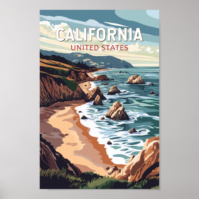 Vintage de arte de viajes de California (Frente)