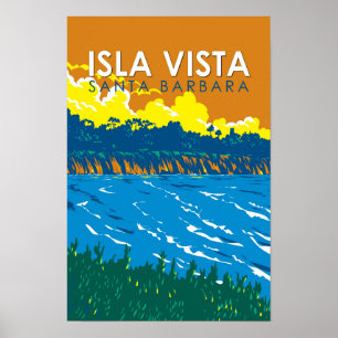 Vintage de arte de viajes de Isla Vista California