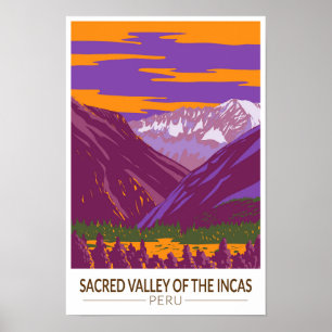 Vintage de arte de viajes en el Valle Sagrado