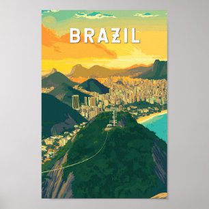 Vintage de arte de viajes en Ilustracion de Brasil