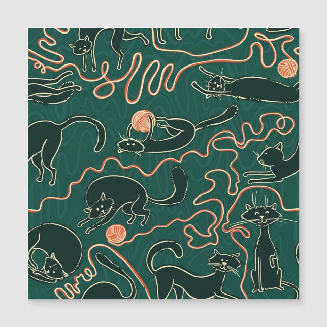 Vintage de gatos: Patrón sin soldadura de garabato (Anverso)