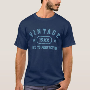 Vintage de texto azul con edad para camiseta de re