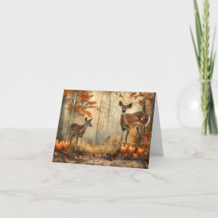 Vintage Deer and Fawn otoño Foliage Blank