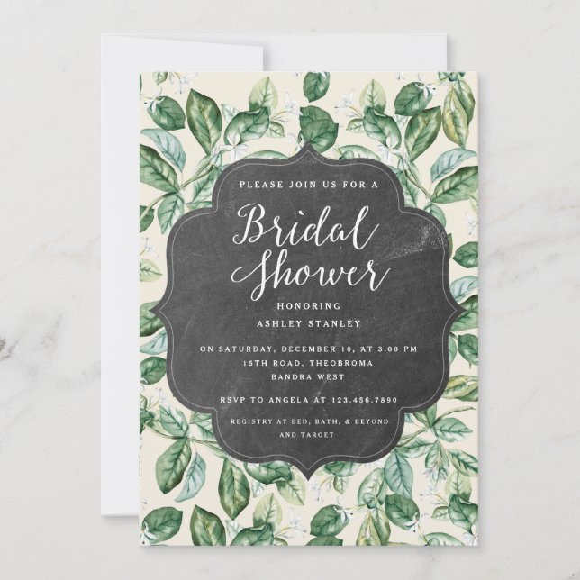 Vintage deja Chalkboard Bridal Shower Invitación (Anverso)
