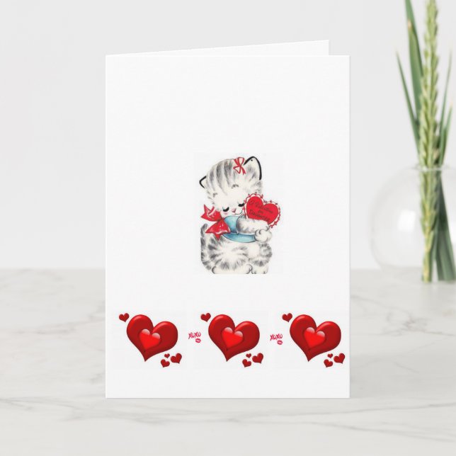 Vintage del gatito de la tarjeta de felicitación (Anverso)