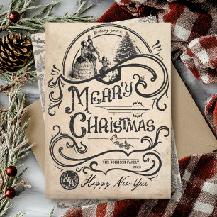 Vintage del viejo mundo Feliz Navidad Villancico D