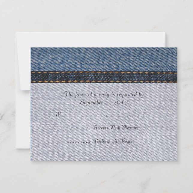 Vintage Denim Jeans Wedding RSVP (Anverso)