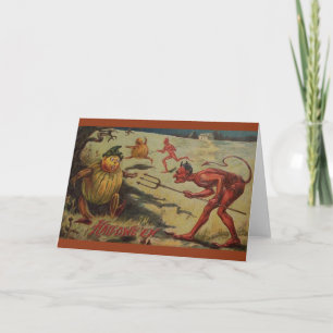 Vintage Devilish Halloween Tarjeta de Saludo