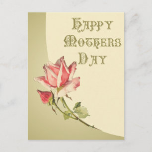 Vintage Día de la Madre con postal rosa