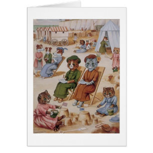 Vintage - día de la playa para los gatos,