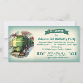 Vintage Diesel Train Birday Party Invitación