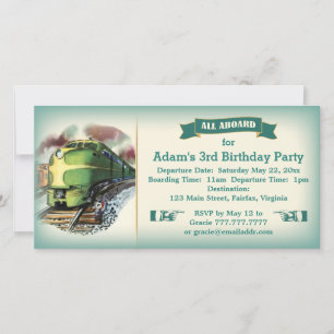 Vintage Diesel Train Birday Party Invitación