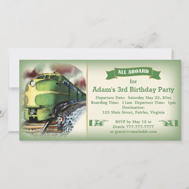 Vintage Diesel Train Birday Party Invitación (Anverso)