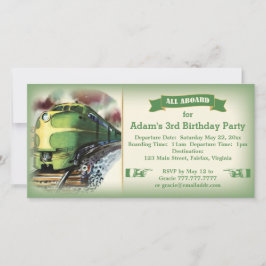 Vintage Diesel Train Birday Party Invitación