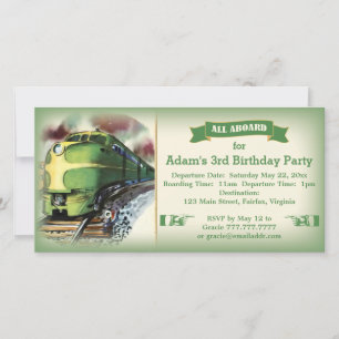 Vintage Diesel Train Birday Party Invitación