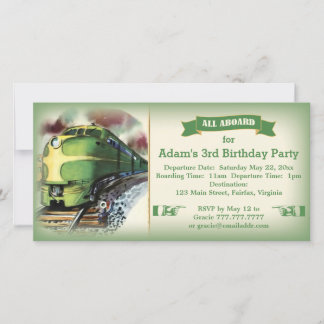 Vintage Diesel Train Birday Party Invitación