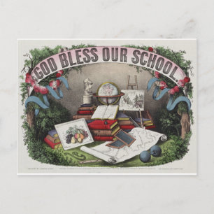 Vintage: Dios bendiga nuestra postal escolar