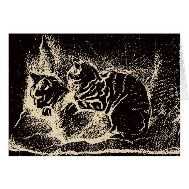Vintage Dutch Fine Art - Two Sleeping Cats (Anverso (Horizontal))