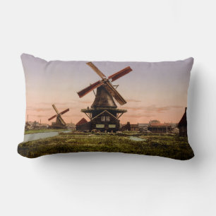 Vintage Dutch Windmills personalizado almohada de 