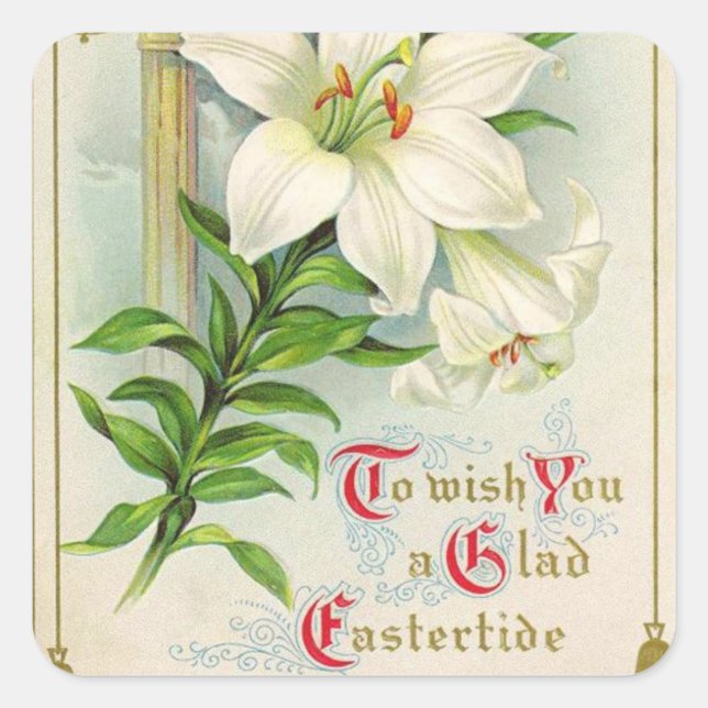Vintage Easter art Holiday pegatina (Anverso)