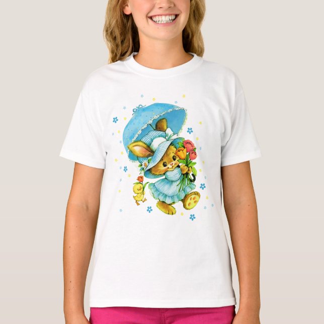 Vintage Easter Bunny and Chick. Camisetas de regal (Anverso)