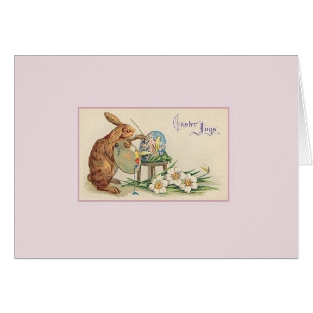 Vintage Easter Bunny Artista Tarjeta de Pascua (Anverso (Horizontal))
