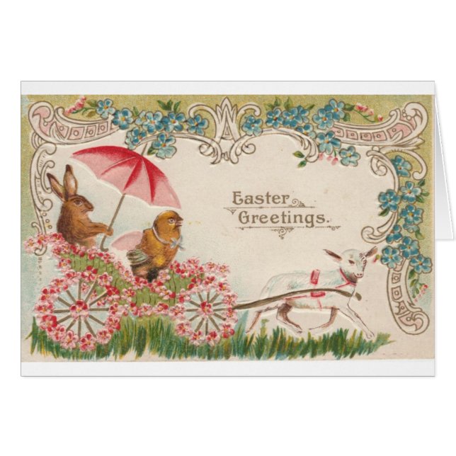 Vintage Easter Bunny Carriage (Anverso (Horizontal))