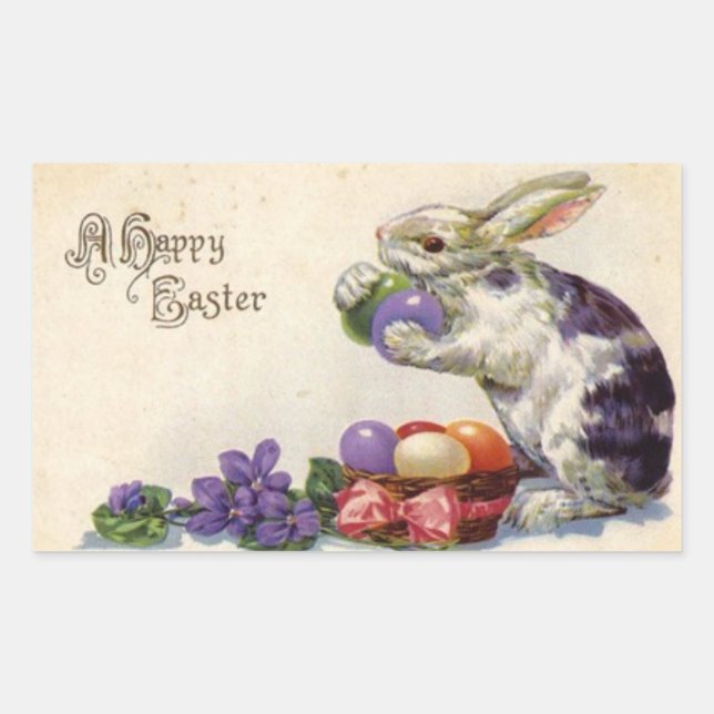 Vintage Easter Bunny Pegatina (Anverso)