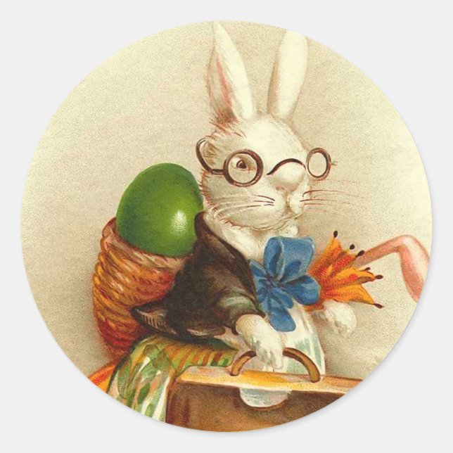 Vintage Easter Bunny Pegatinas (Anverso)