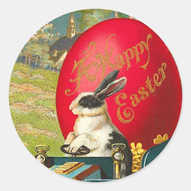 Vintage Easter Bunny Pegatinas (Anverso)