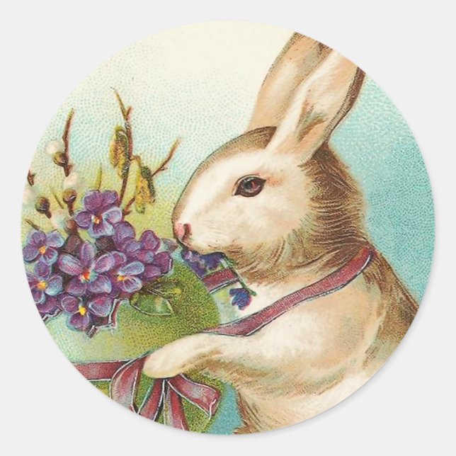 Vintage Easter Bunny Pegatinas (Anverso)