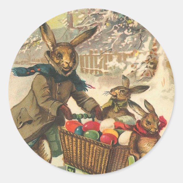 Vintage Easter Bunny Pegatinas (Anverso)
