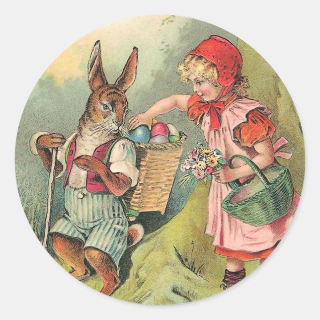 Vintage Easter Bunny Pegatinas (Anverso)