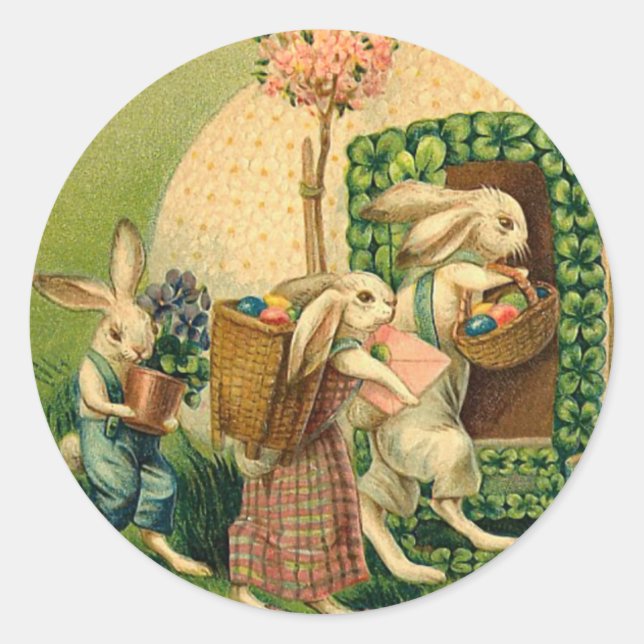 Vintage Easter Bunny Pegatinas (Anverso)