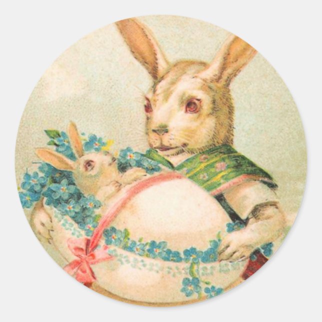 Vintage Easter Bunny Pegatinas (Anverso)